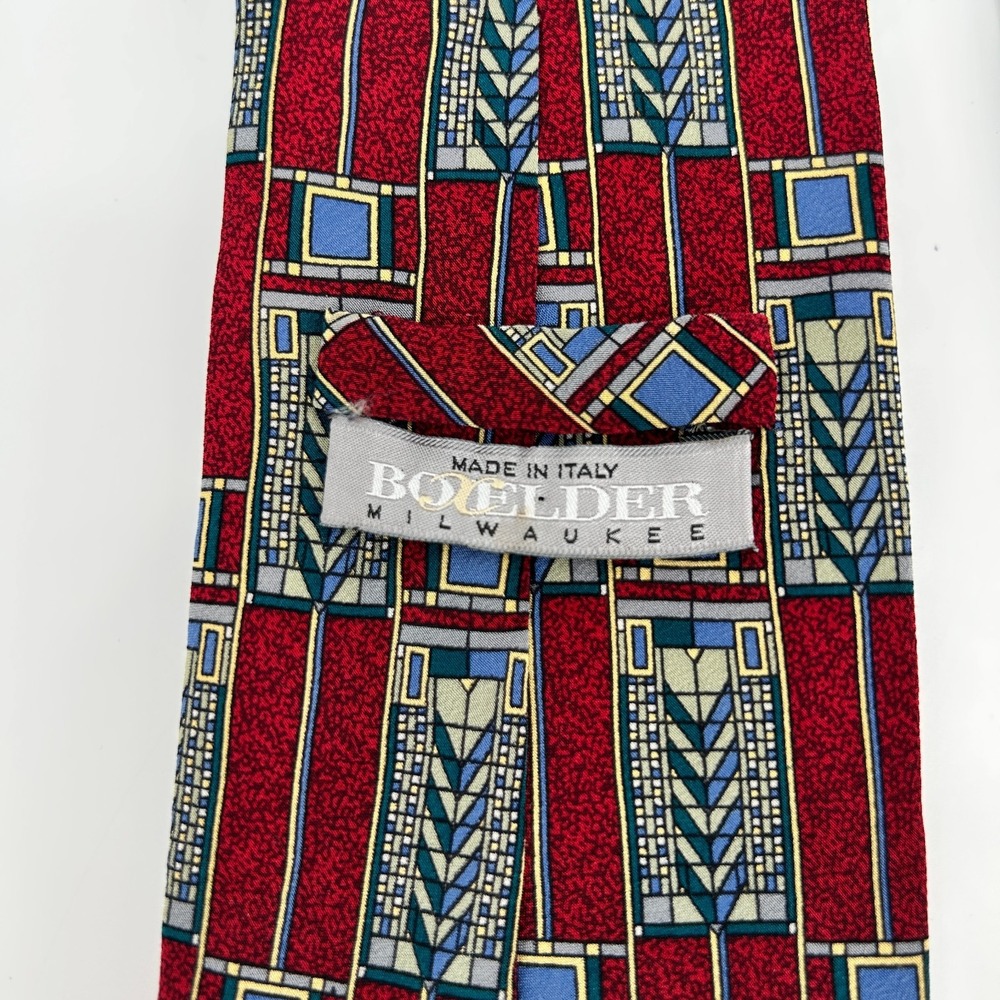 Vintage Frank Lloyd Wright Mens Silk Tie Made Italy Luxury Tree of Life Window - Picture 6 of 11
